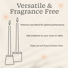Fragrance-free candle feature card with two taper candle illustrations
