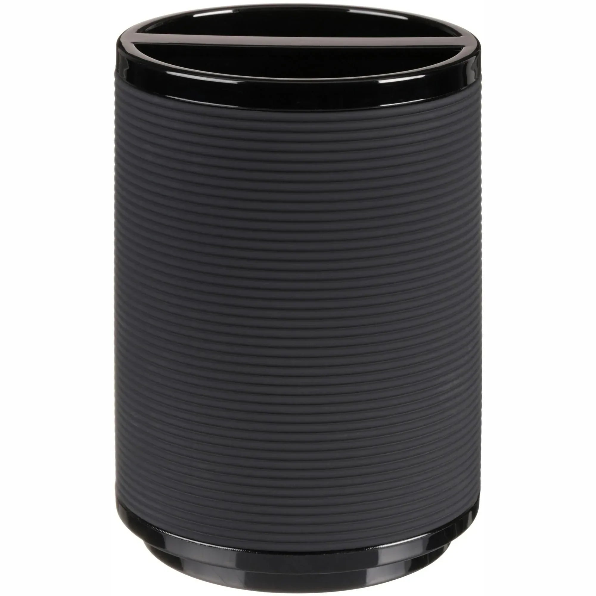 Mainstays Soft Touch Black Plastic Toothbrush Holder for Adults and Kids