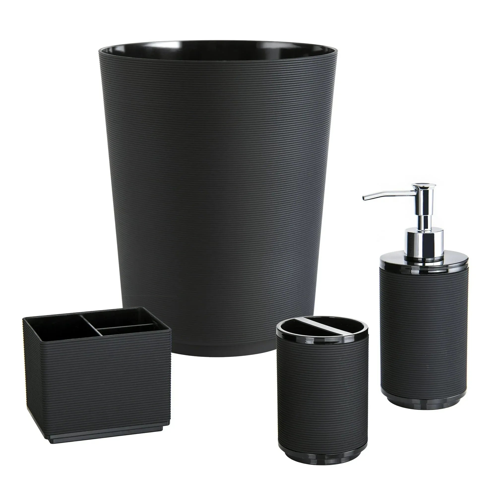 Mainstays Soft Touch Black Plastic Toothbrush Holder for Adults and Kids