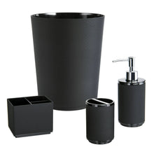 Black plastic toothbrush holder set with ribbed cups for toothbrushes