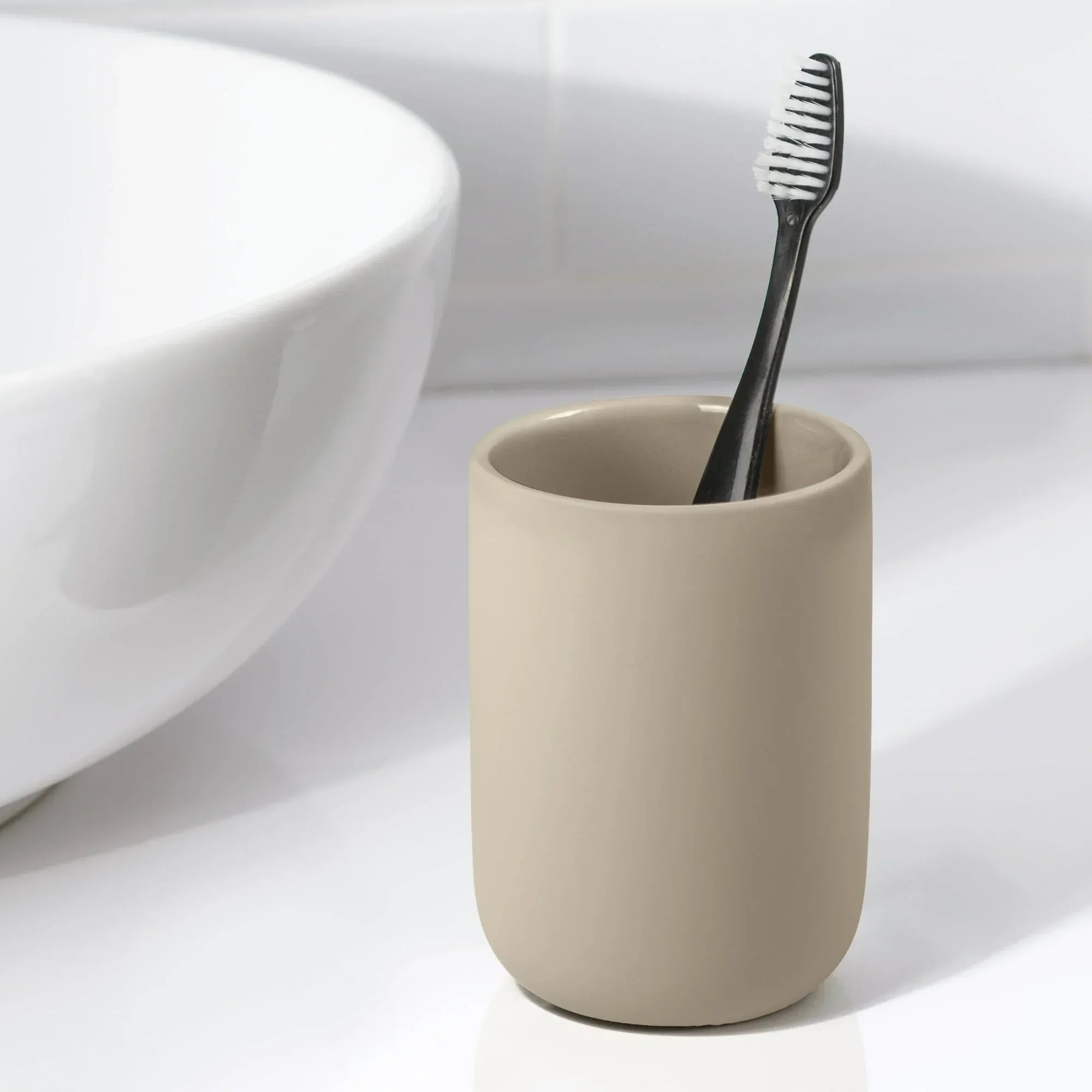 Mainstays Soft Touch Ceramic Toothbrush Holder for Adults