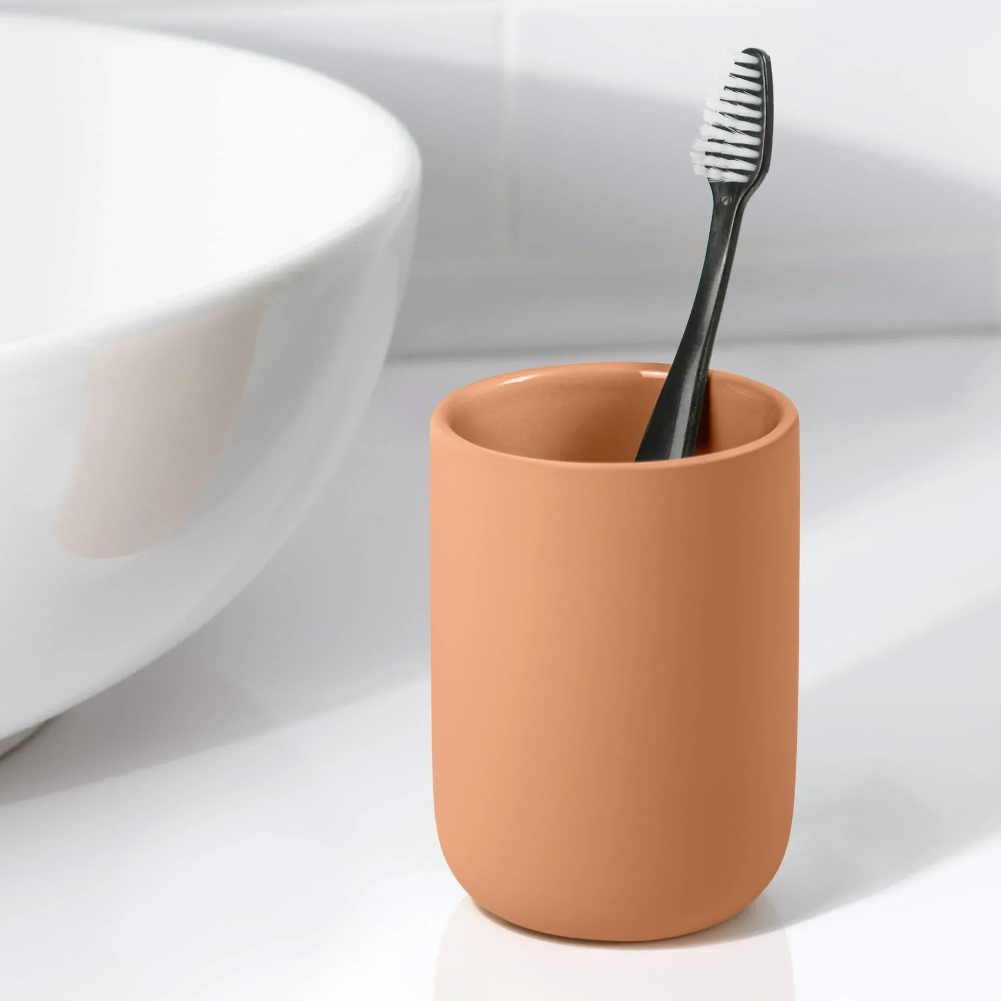 Mainstays Soft Touch Ceramic Toothbrush Holder for Adults