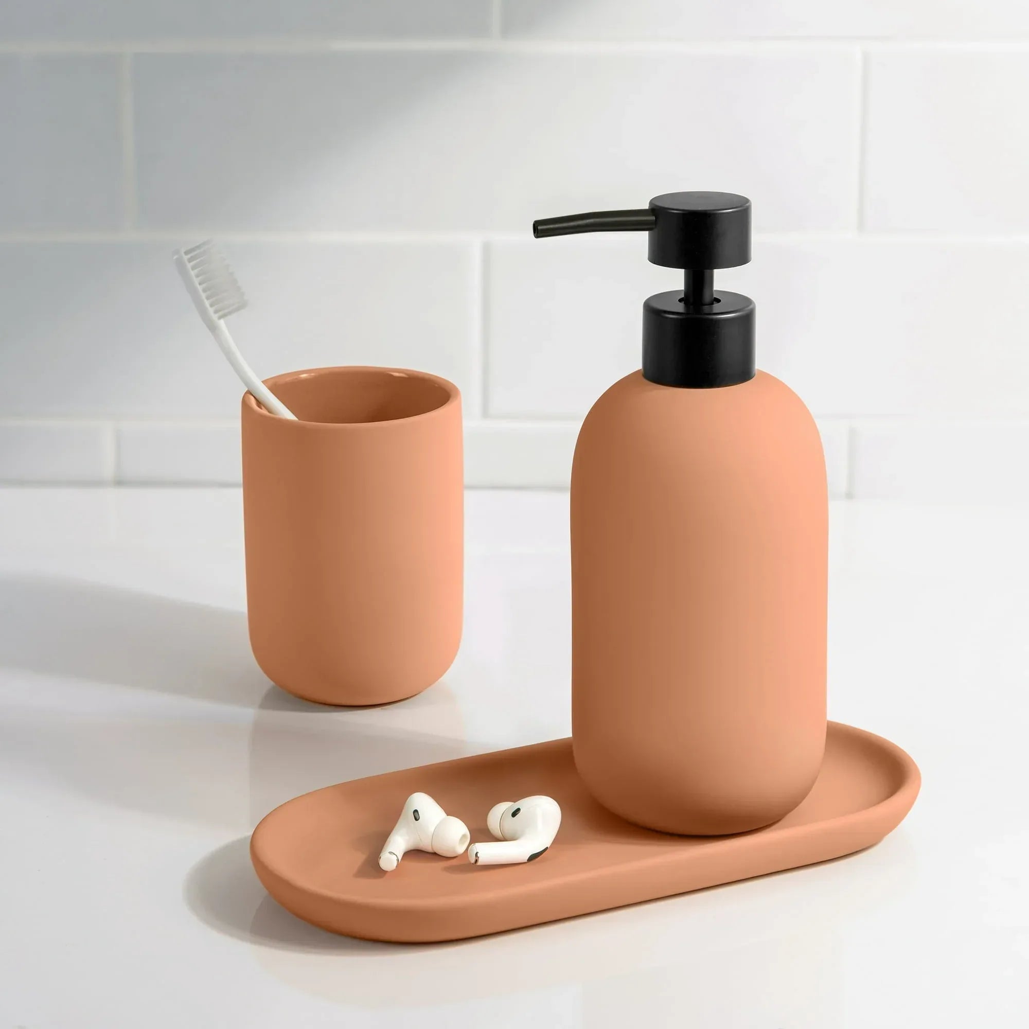 Mainstays Soft Touch Ceramic Toothbrush Holder for Adults
