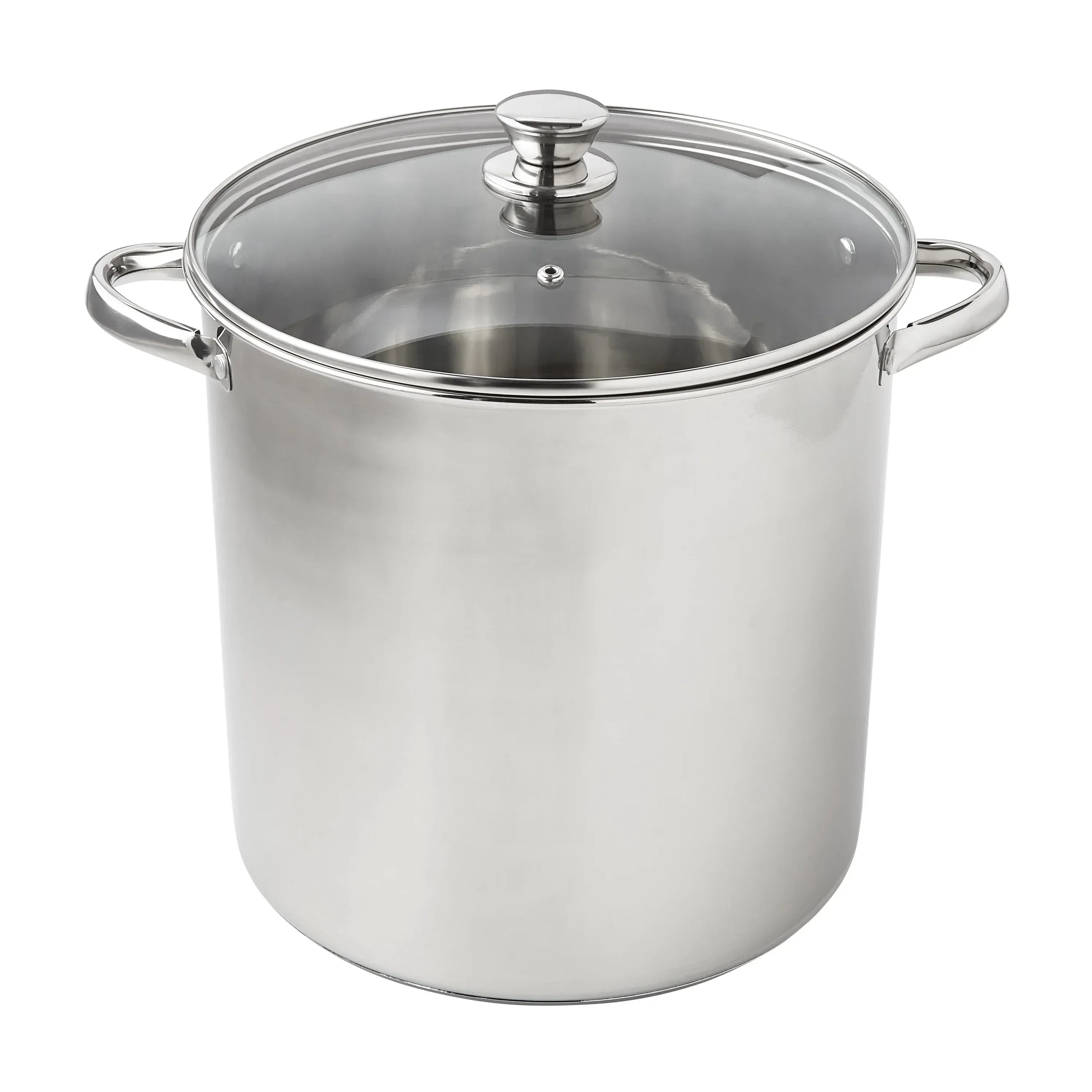 Mainstays Stainless Steel 16-Quart Stock Pot with Glass Lid, Induction Compatible, Stainless Steel, Dishwasher Safe