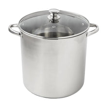 Stainless steel stock pot with clear glass lid