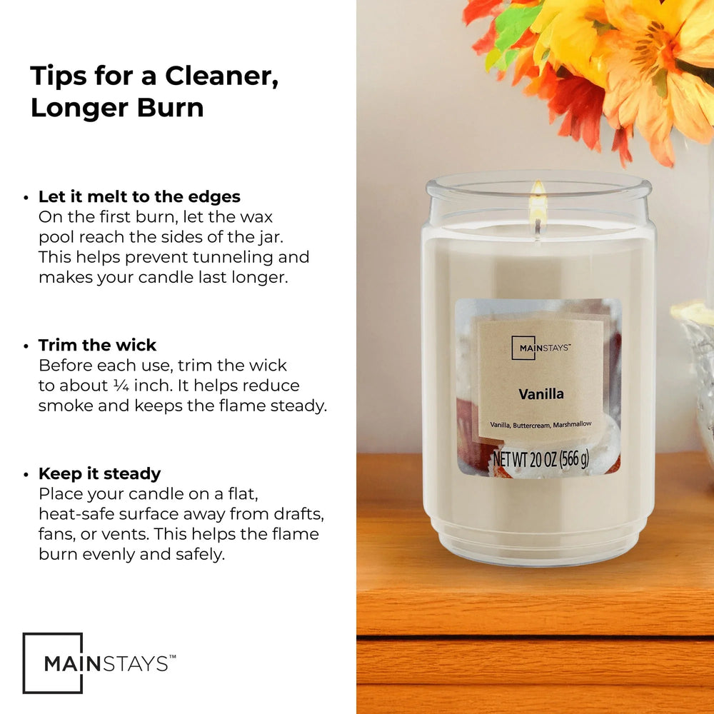 Mainstays Single-Wick Scented Glass Jar Candle, Vanilla, 20oz. - USA MEGA SHOP
