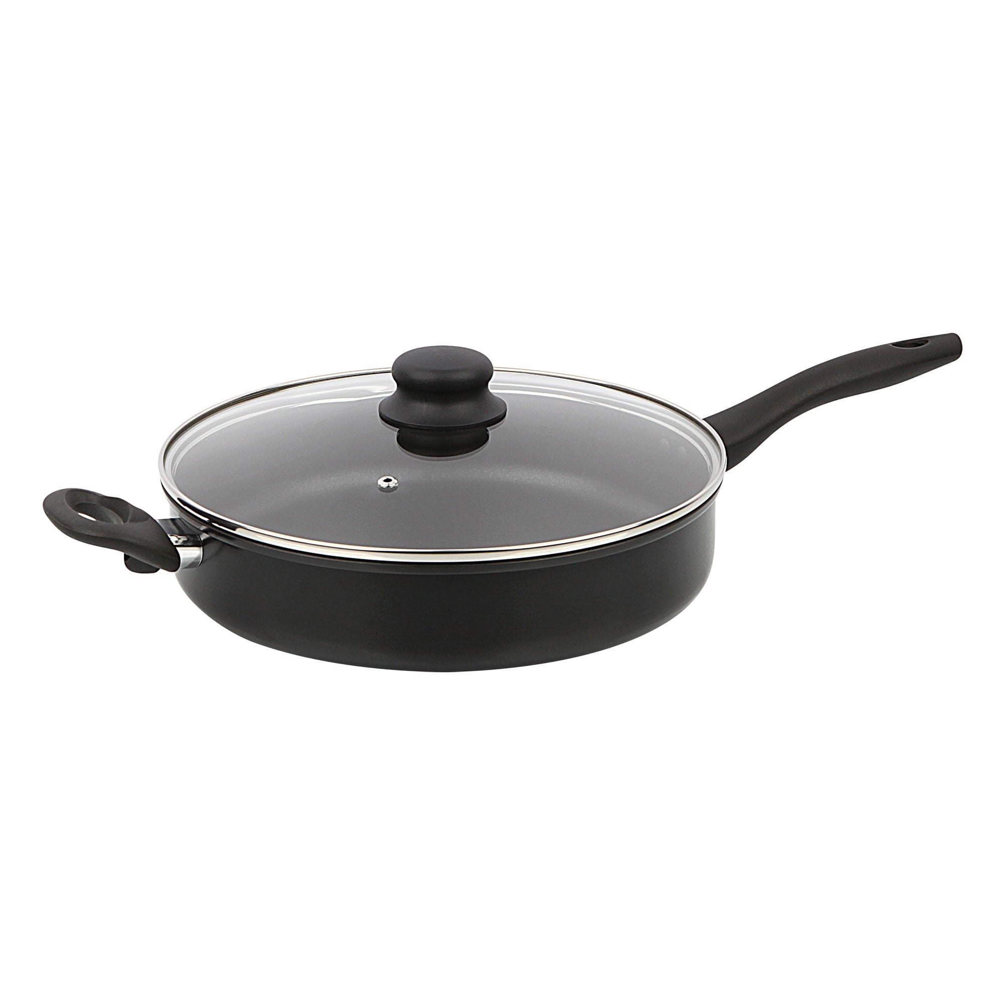 Mainstays 4 Quart Multi-Use Non-Stick 28cm Black Jumbo Cooker Frying Pan with Glass Lid