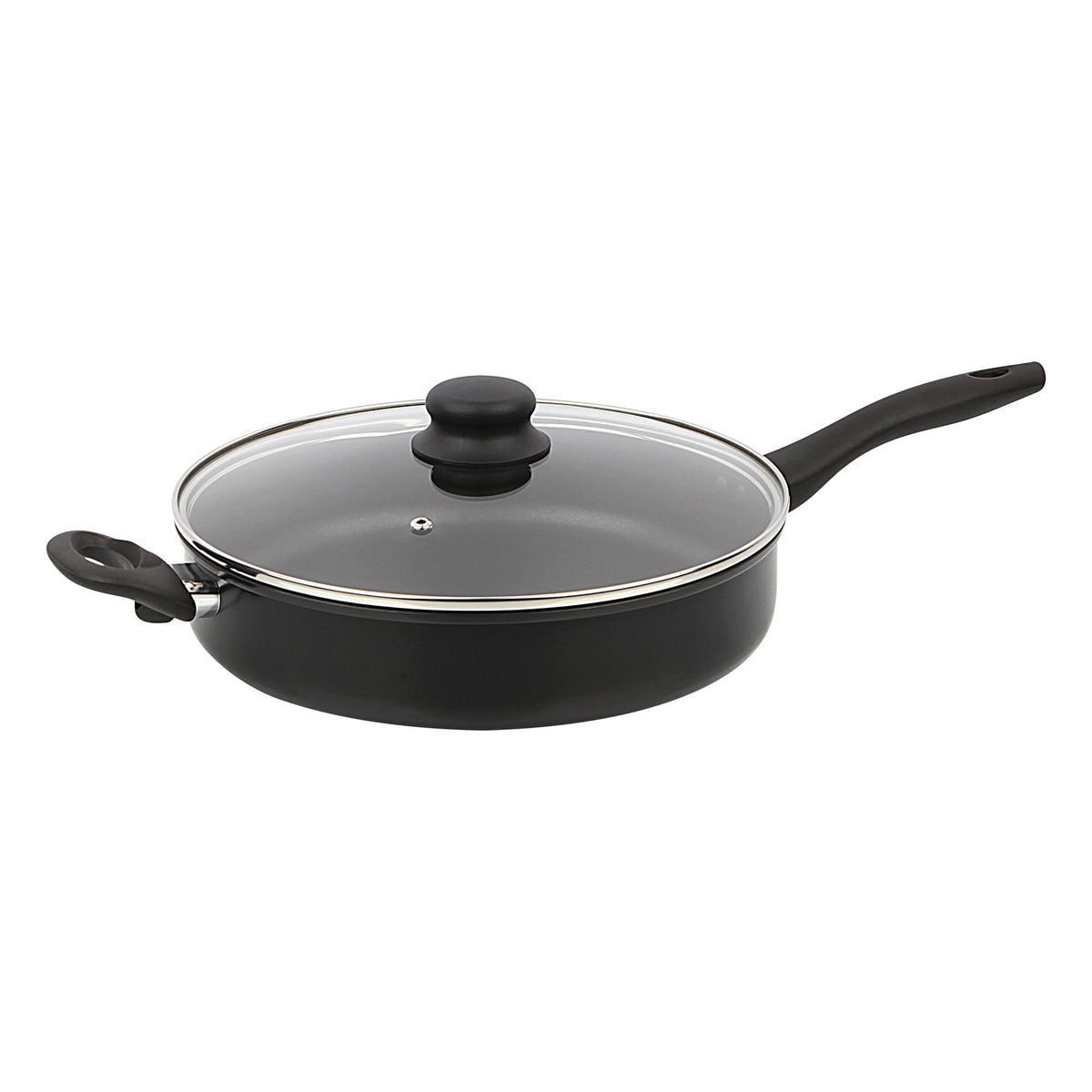 Mainstays 4 Quart Multi-Use Non-Stick 28cm Black Jumbo Cooker Frying Pan with Glass Lid