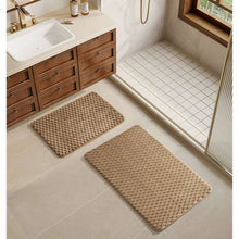 Tile bubble bath rug set, 2-piece, taupe/brown textured mats for bathroom floor