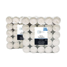 White unscented tealight candles, 100-count pack with tea light cluster