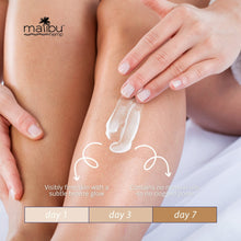 Hemp golden glow body moisturizer swirled on skin, day 1 day 3 day 7 labels