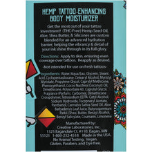 Body moisturizer lotion bottle back label with directions and ingredient panel, turquoise pump