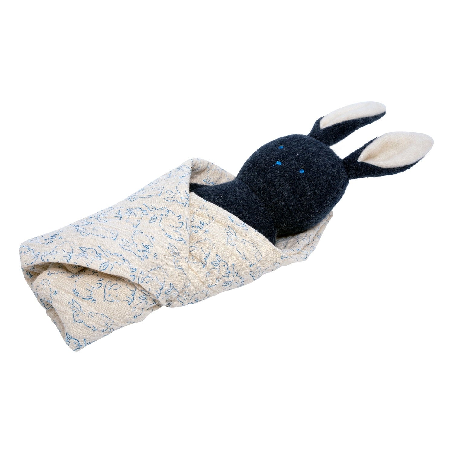 Manhattan Toy Embroidered Plush Bunny Baby Rattle + Soft Cotton Burp Cloth, 16 x 16 Inches