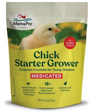MannaPro medicated chick starter grower feed bag, 5 lb, for young chickens
