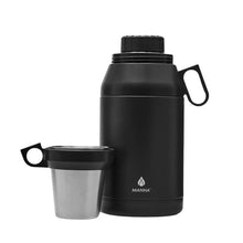 Manna 64oz stack jug in black with carry handle and two stainless cups