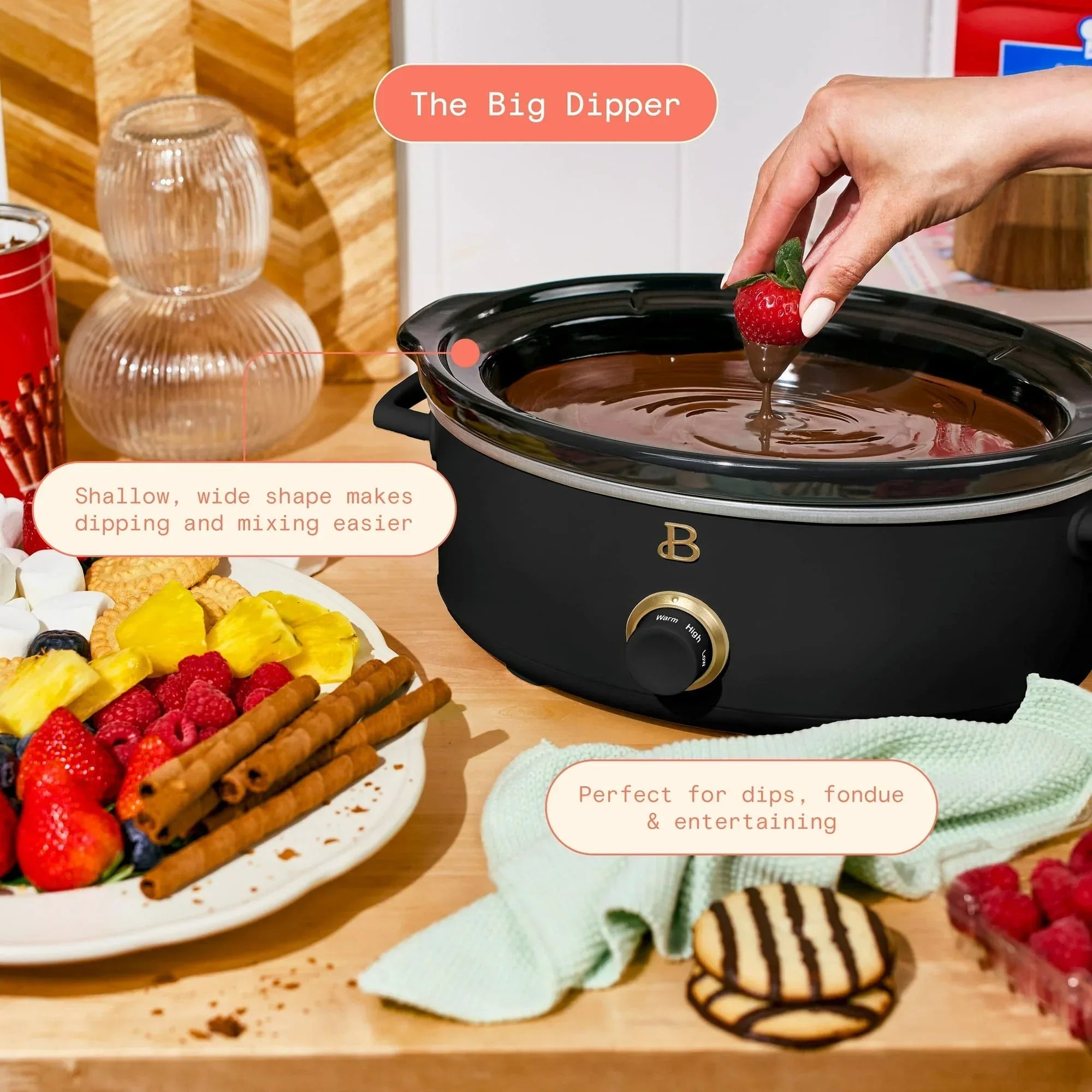 Beautiful 2.5 Qt Dip and Serve Manual Slow Cooker, by Drew Barrymore