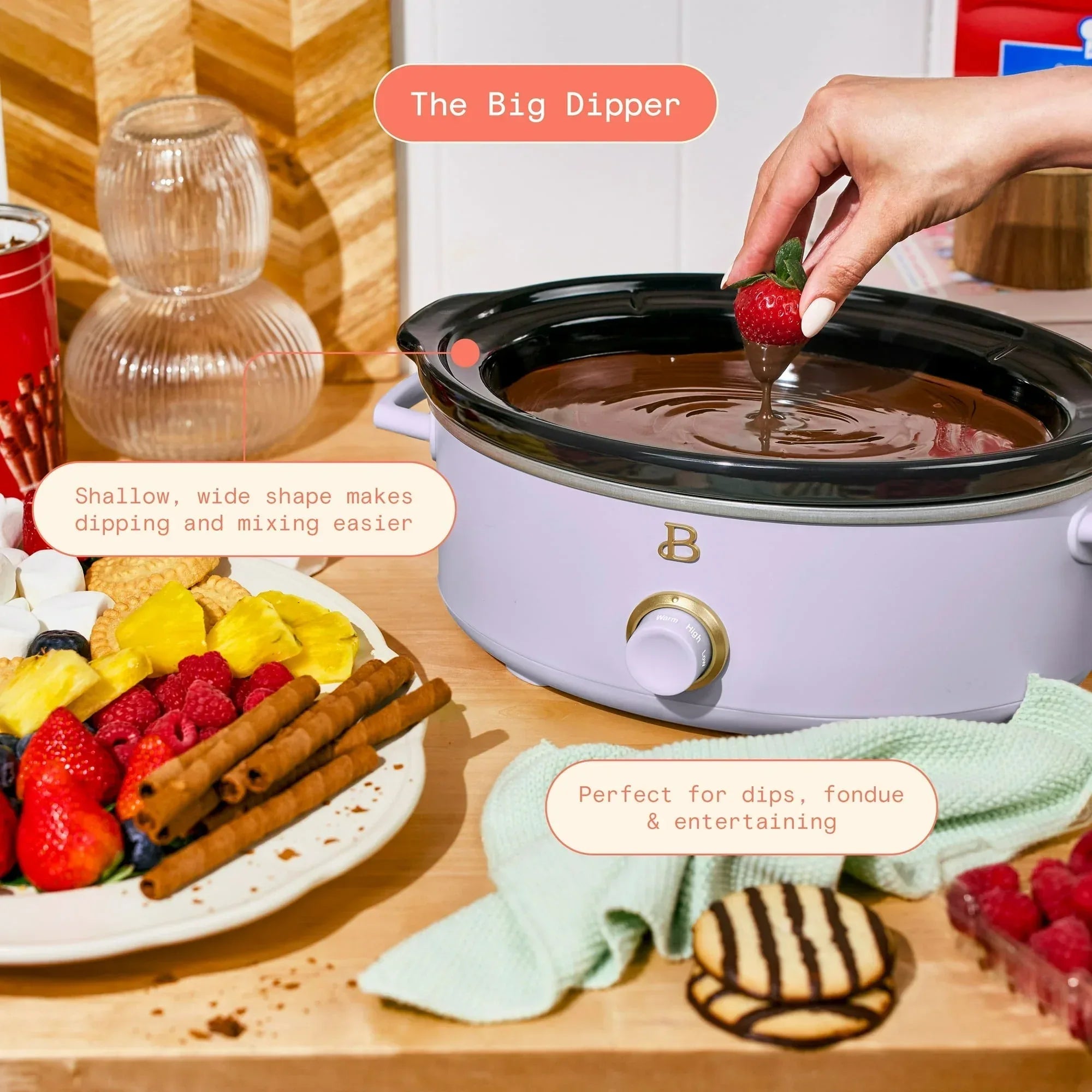 Beautiful 2.5 Qt Dip and Serve Manual Slow Cooker, by Drew Barrymore