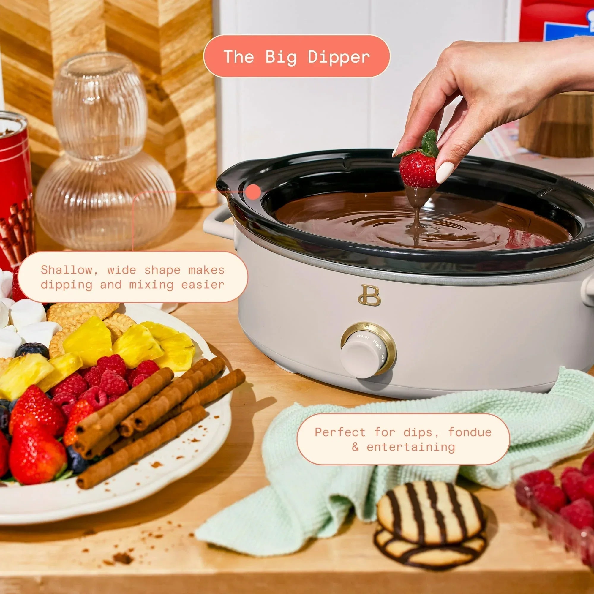 Beautiful 2.5 Qt Dip and Serve Manual Slow Cooker, by Drew Barrymore