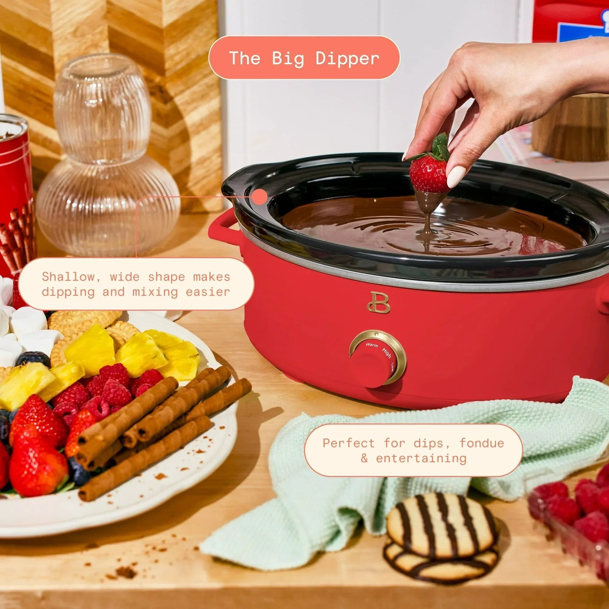Beautiful 2.5 Qt Dip and Serve Manual Slow Cooker, by Drew Barrymore