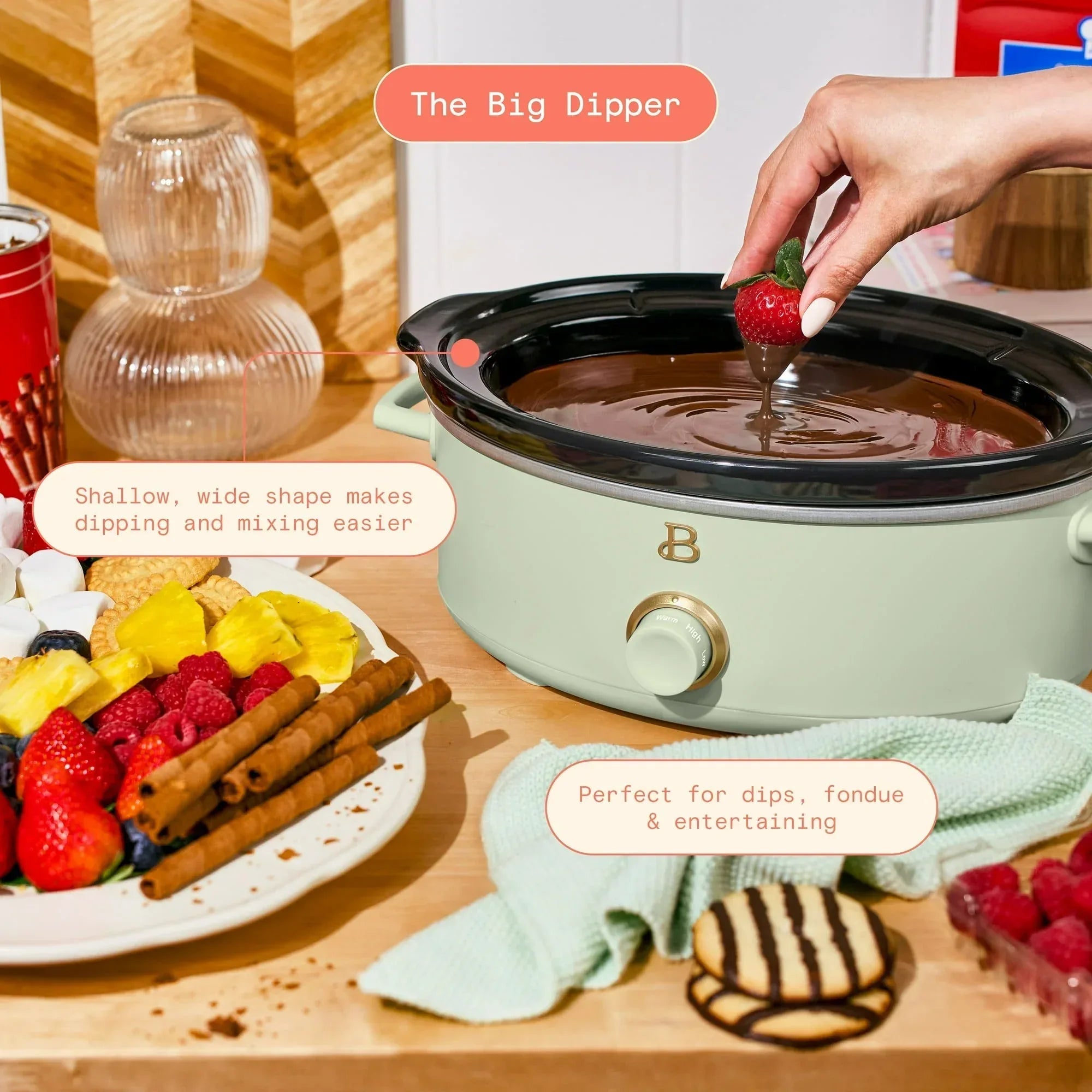 Beautiful 2.5 Qt Dip and Serve Manual Slow Cooker, by Drew Barrymore