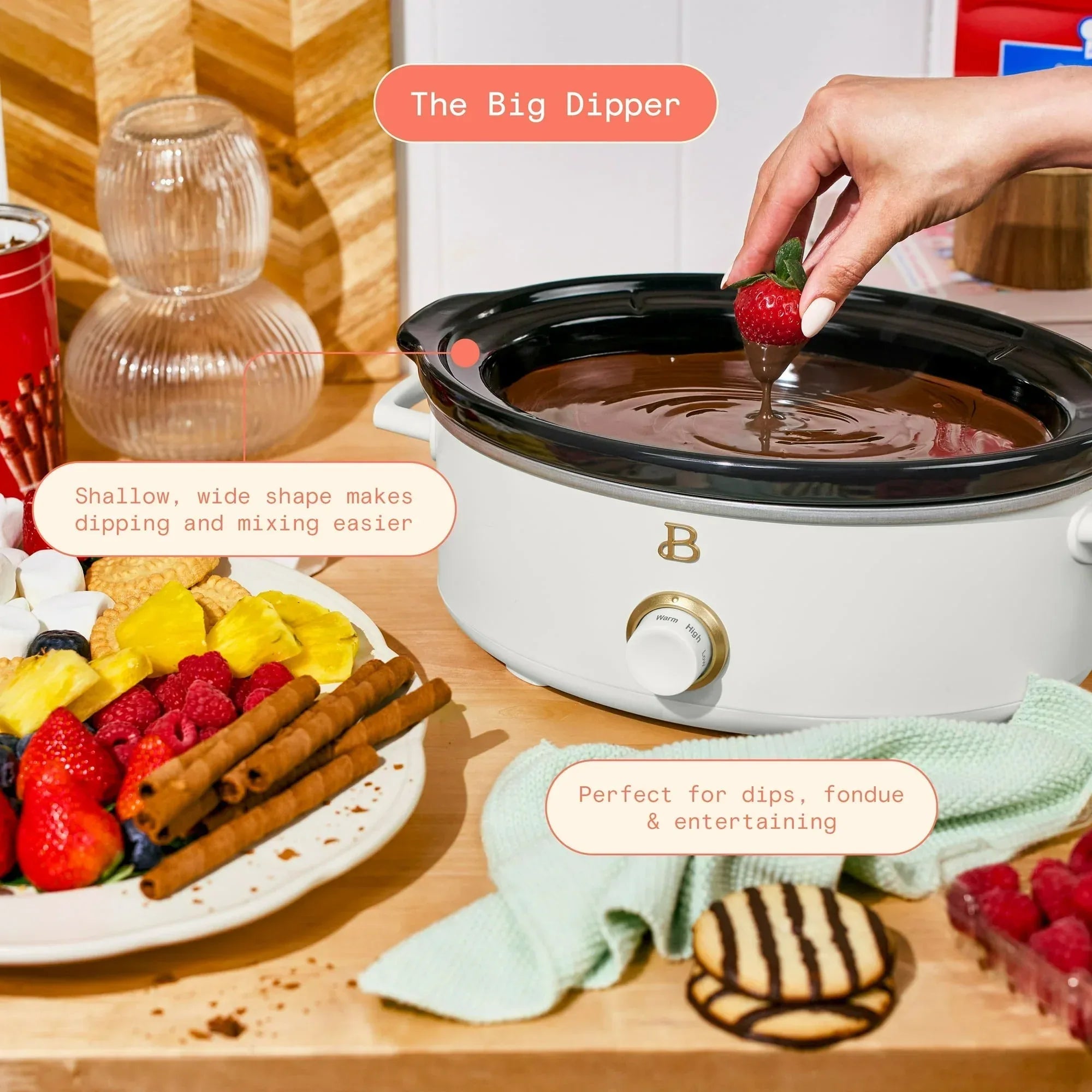 Beautiful 2.5 Qt Dip and Serve Manual Slow Cooker, by Drew Barrymore