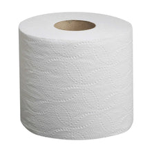 White 2-ply bath tissue roll with cardboard core
