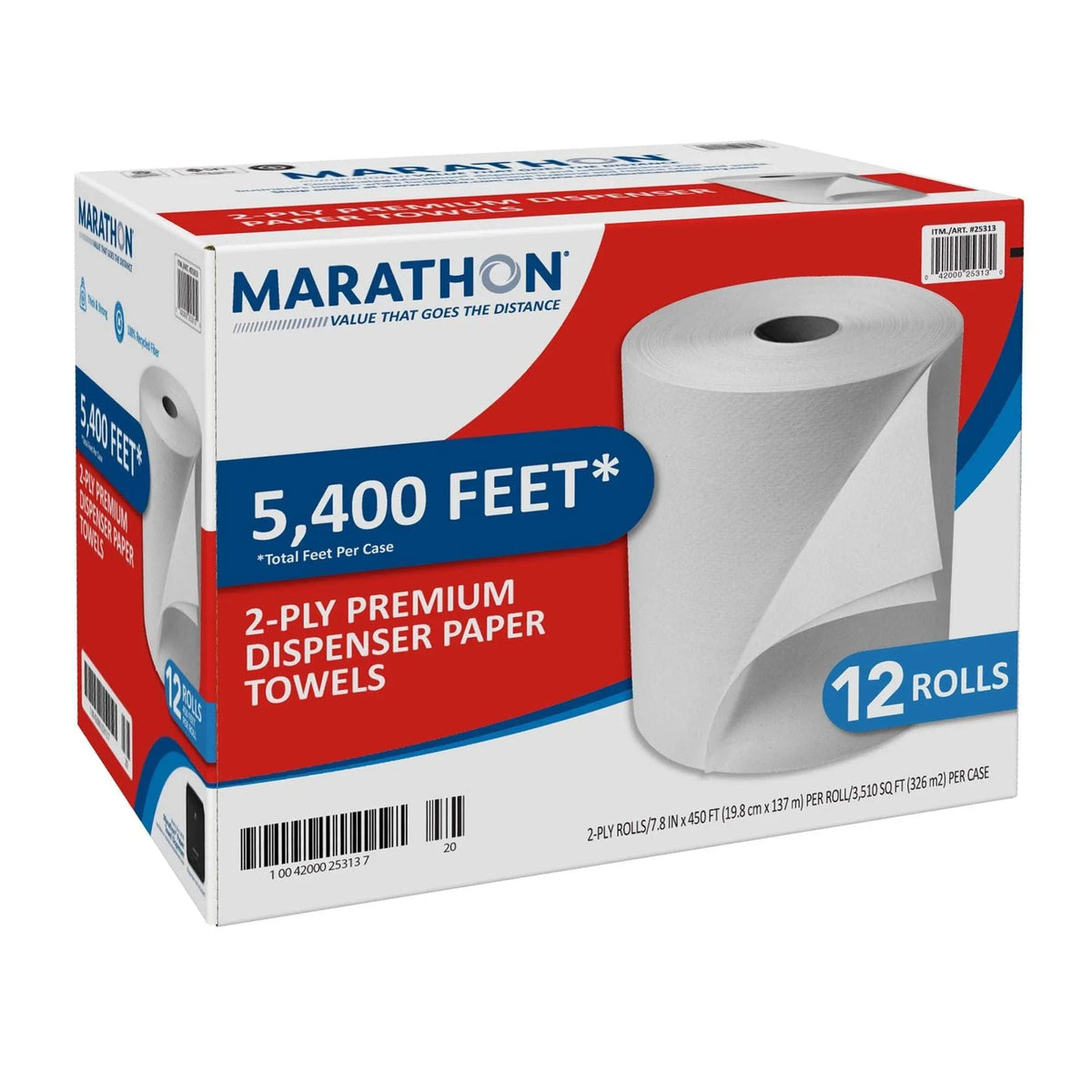 Marathon Dispenser Paper Towels, 2-Ply, 450 ft Rolls, 12-count - USA MEGA SHOP