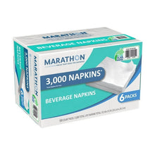 Boxed set of white beverage napkins, 6-pack retail package