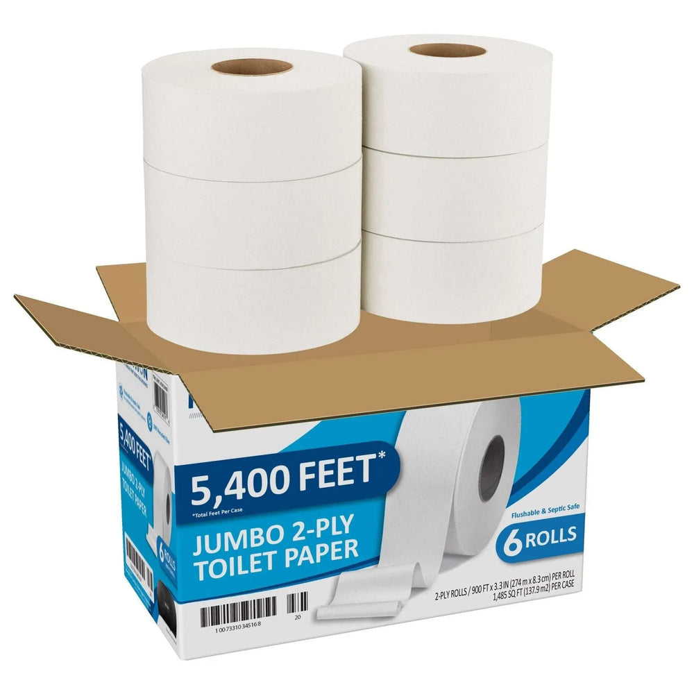 Marathon Jumbo Roll Bath Tissue, 2-Ply, 900 ft Rolls, 6 Rolls - USA MEGA SHOP