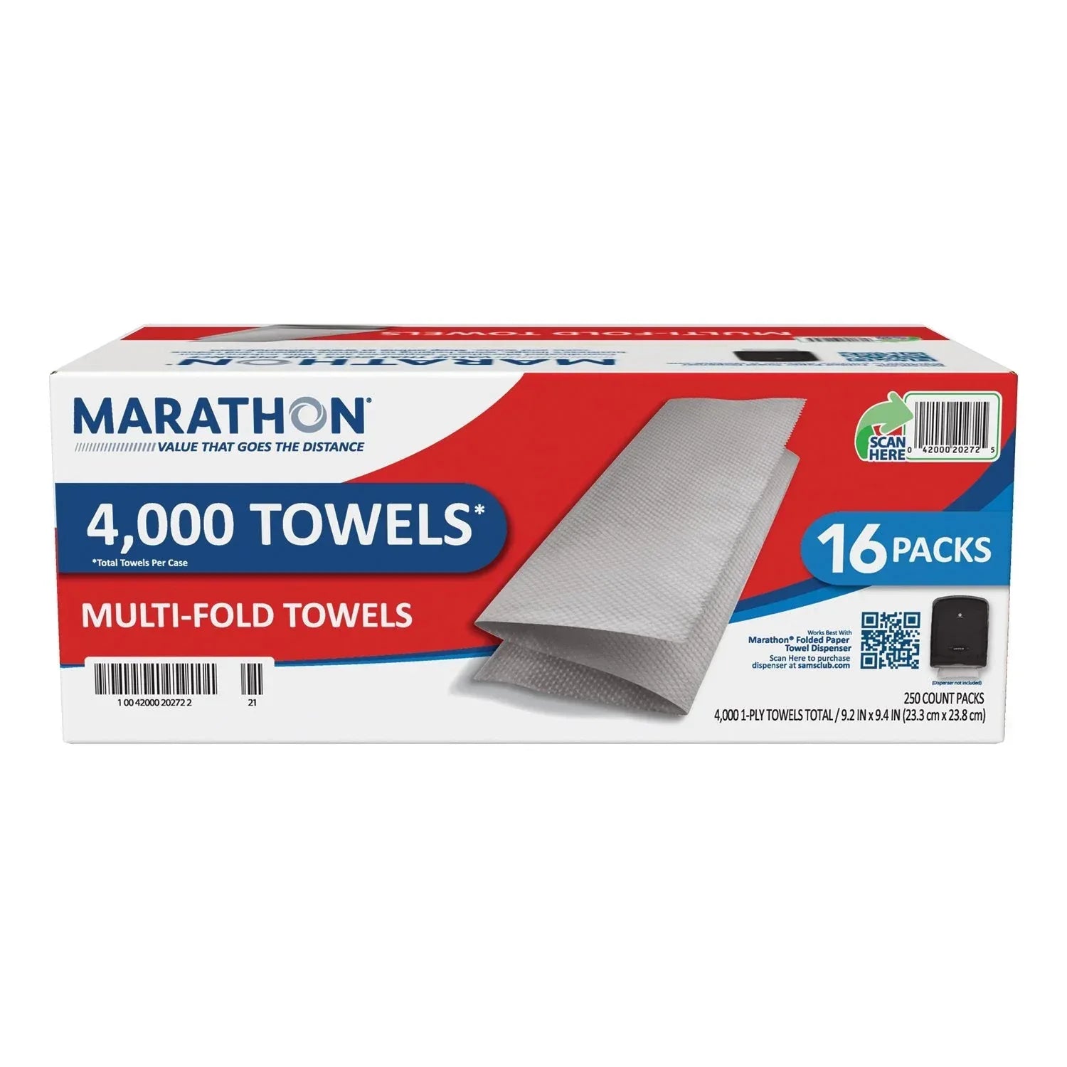 Marathon Multifold 1-Ply White Paper Towels 16 pks., 250 towels/pk - USA MEGA SHOP