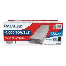 Boxed folded 1-ply white paper towels, 16-pack case