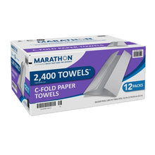 Marathon paper towel C-fold 2-ply box, 12-pack, white towels