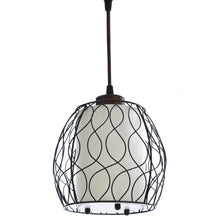 Cage lamp shade for a 3-light floor lamp with geometric wire pattern