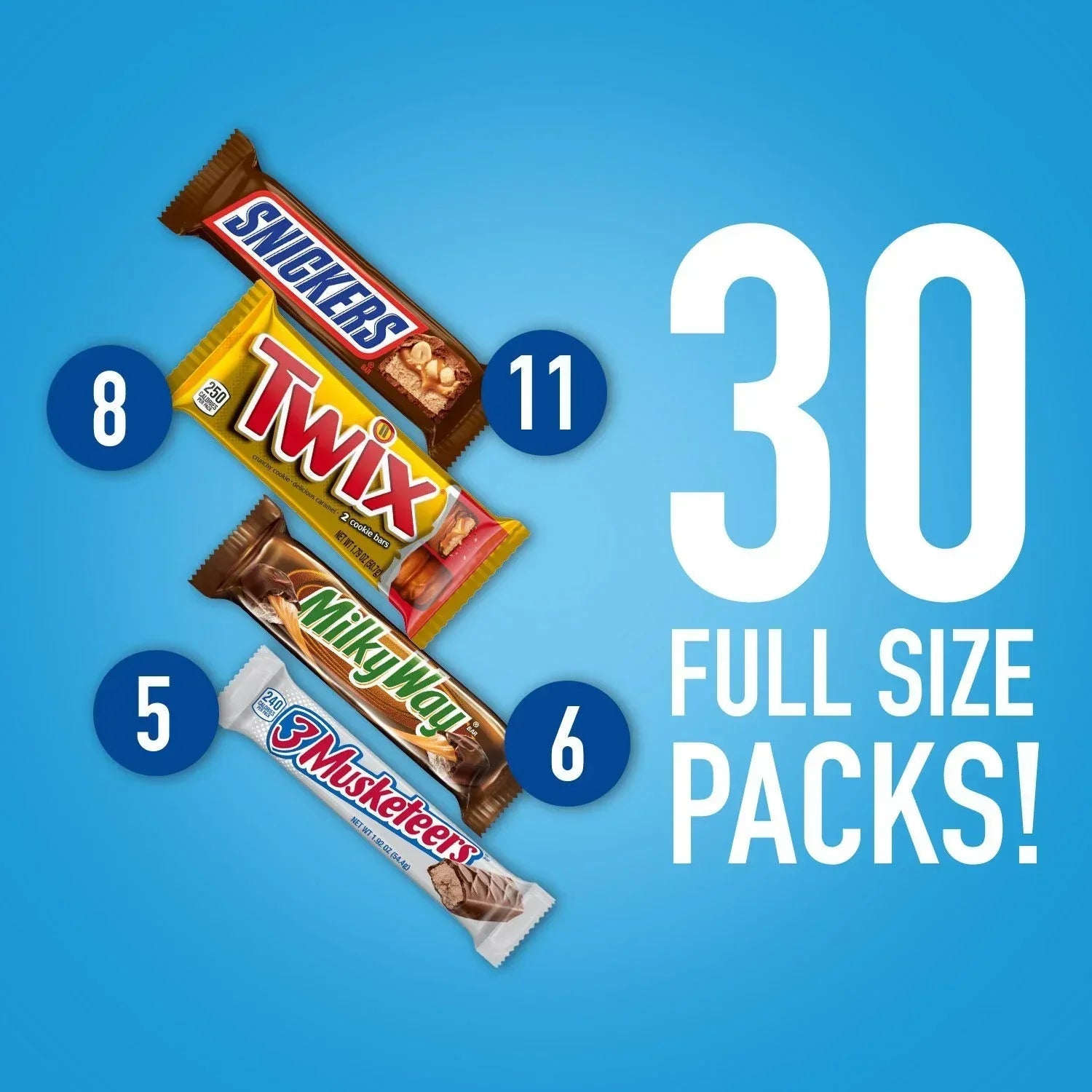 Mars Chocolate Candy Bars, Variety Pack, Full Size, 30 pk.