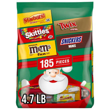 Christmas candy variety pack bag, 185 pieces, assorted wrapped mini bars