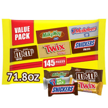 Chocolate variety pack candy with M&M’s, Snickers, Milky Way, Twix (145 pieces)