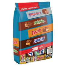 Chocolate minis value pack standing bag with 3 Musketeers, Milky Way, Twix, Snickers