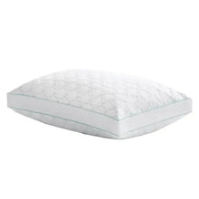 Quilted trellis-pattern decorative pillow, light white with mint trim