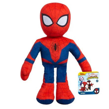 Spider-Man plush stuffed animal with red webbed head and large white-outlined eyes