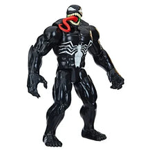 Black Venom action figure with red tongue and white spider emblem, full body