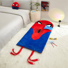 Kids Marvel Spiderman faux fur slumber bag with figural hood and hanging straps