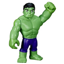 Hulk-style green superhero action figure with purple shorts, fist up pose