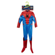 Spider-Man kids deluxe costume front view with hangtag packaging