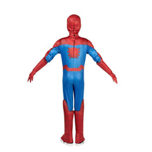 Kids Spider-Man costume with hooded mask and back spider emblem in red and blue