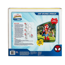 Box back for 6-ft inflatable sprinkler with Spiderman figure and instructions