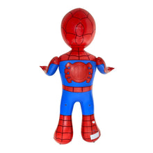 Inflatable Spiderman sprinkler character, back view with blue panel