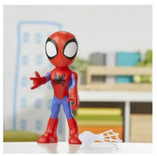 Spidey action figure full body, red mask and blue suit with black spider emblem