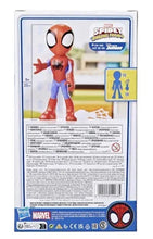 Spidey action figure back packaging with standing figure in window