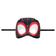 Kids face mask, black-and-red web pattern with large white eye openings