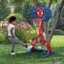 Red-and-blue Spider-Man sport goal with net and basketball rim